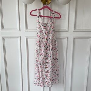 Cat & Jack Girls Size M(8) Floral Button-Front Midi Sundress in White and Pink